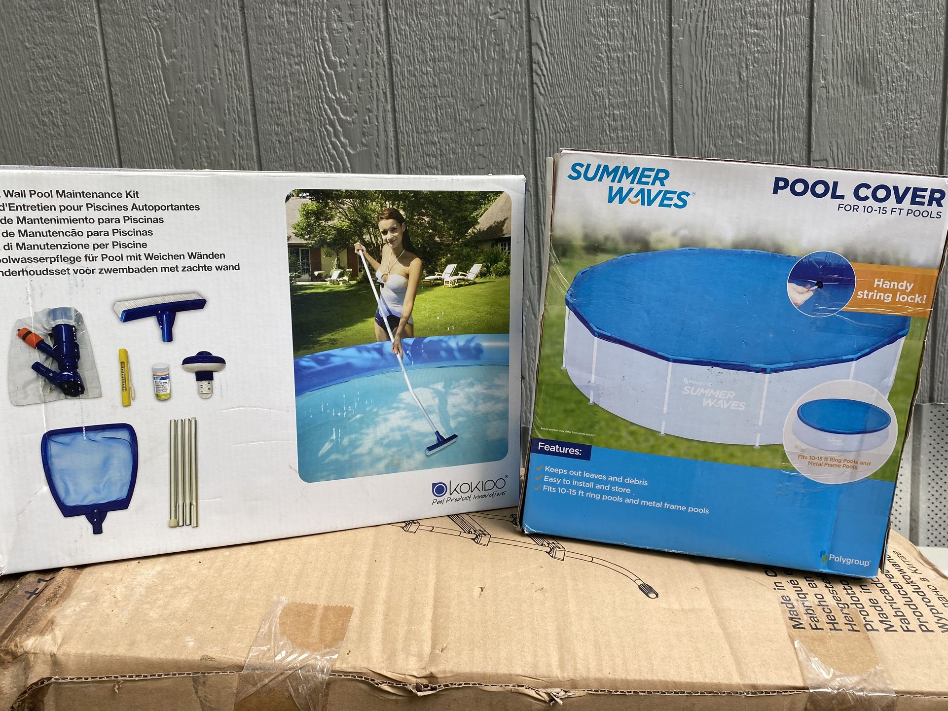 New Summer Waves 12 Ft Active Frame Pool With Pool Ladder, Pool Cover, And Maintenance Kit