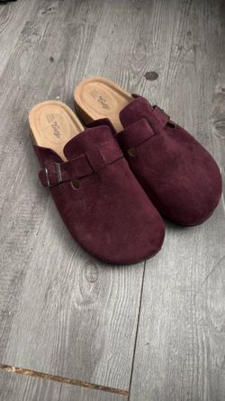 Easy Suede Clogs with Buckle Strap