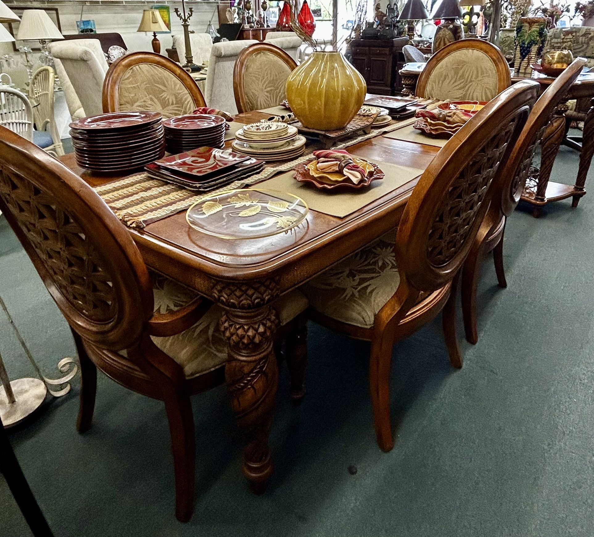Havertys Island Estate Furniture West Indies Style Dining Room Table Set 6 Chairs 