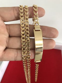 14k Gold filled Cuban link chain & Bracelet