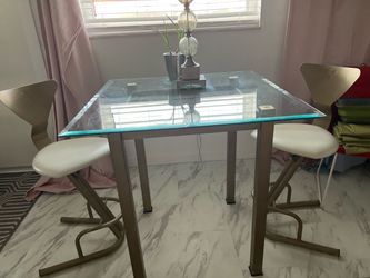 Glass Top Dining Table with 2 Chairs