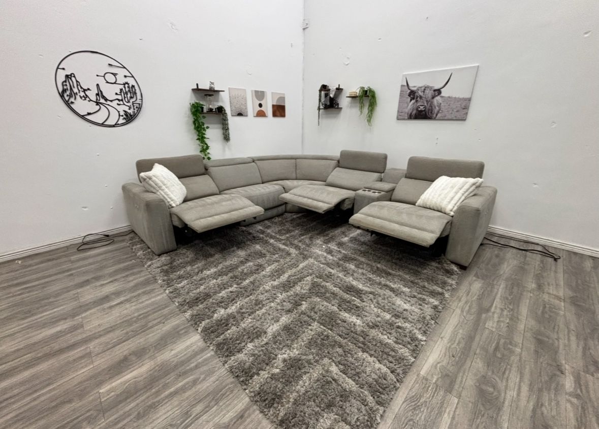 Gray Sectional Couch Power Recliner - Free Delivery 
