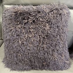 (3 Available) Mina Victory Lavender Purple Nourison Shag Silver Shimmer Yard Decorative Throw Pillow 17”x17”