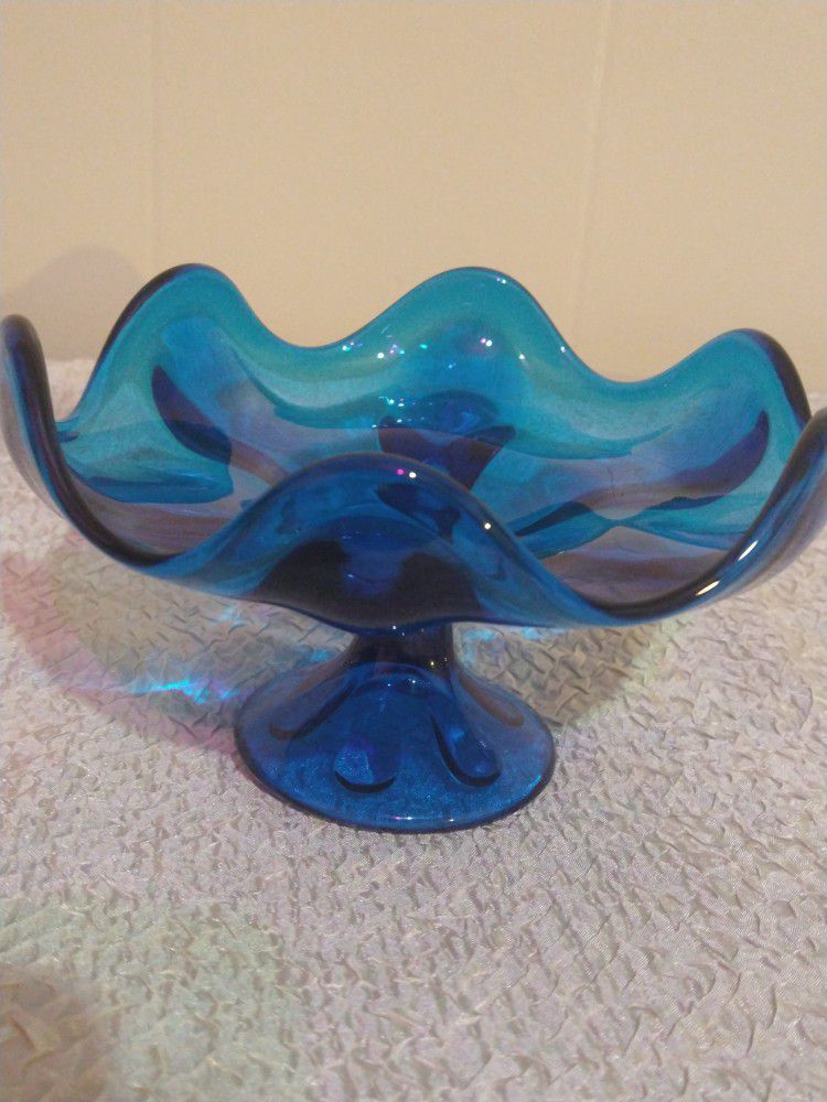 Vint. Mid Century Blue Viking Glass