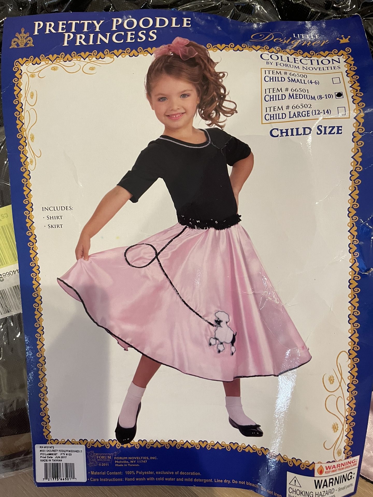 Girl’s 1950’s Poodle Skirt Costume Halloween 