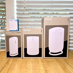 Sonos Play White. Brand New Sealed Includes Warranty In The Picture. I Just Wanted You To See The Size Between The Sonos Move 2 Vs Era 100 Vs Play.  
