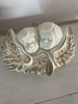 Cherub Angel White Ceramic With Lid