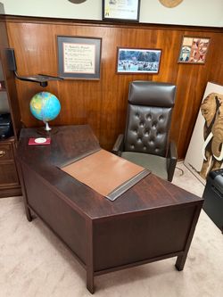 Wood Desk W/ Leather Executive Chair