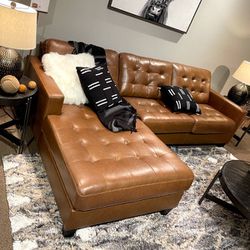 Baskove Auburn Leather Raf&Laf Sectional, Brown Chaise,Seccional,Couches,Sofa,Living Room☆Ask for a discount COUPON,Recliner,Sofa Sleeper,Financing 