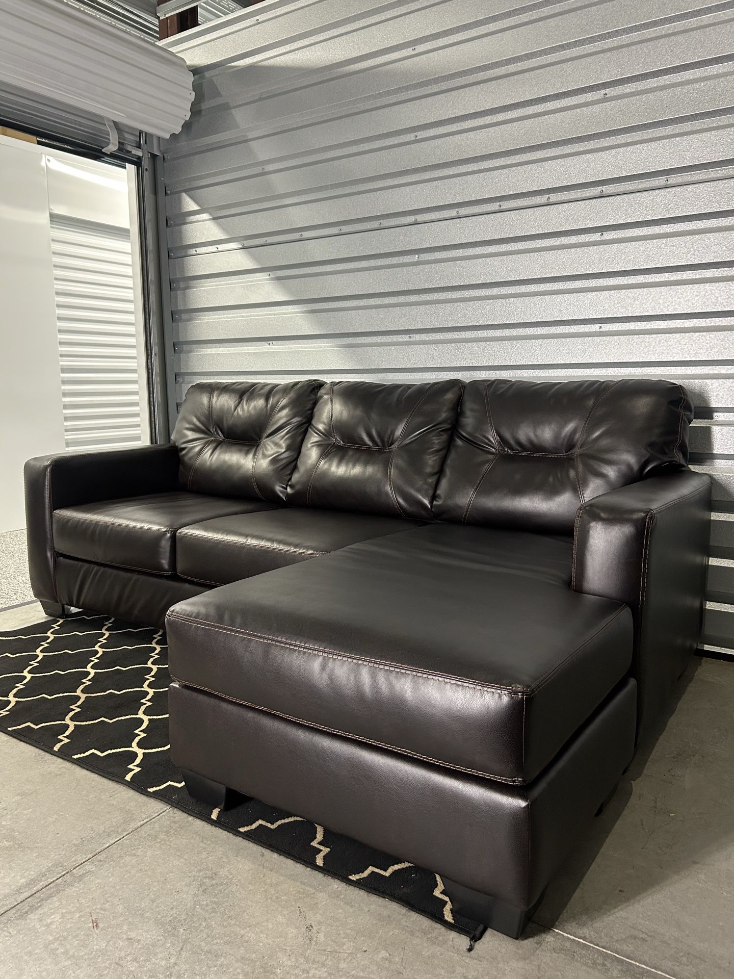 Faux Leather Sectional Couch (Free Delivery)
