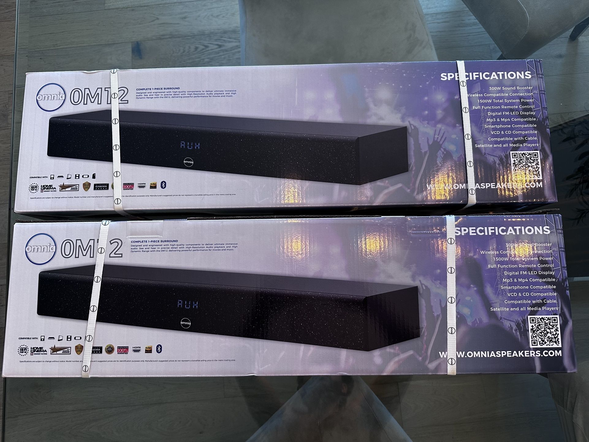 Pair of Omnia OM1.2 Ultra Thin Soundbar Speakers – Pristine Condition