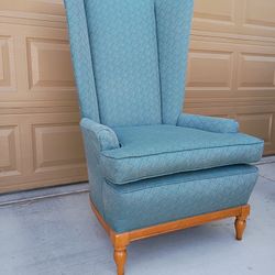 Tall "Mad Hatter" Wingback Chair, 50" tall. Good Condition 