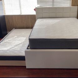 Full Over Twin Size Bed Frame With Mattress 