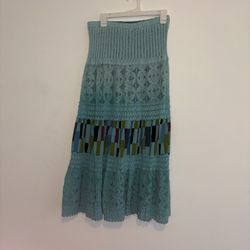 Blue Flowy Pattern Maxi Skirt