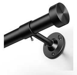 Heavy Duty Curtain Rods 32-150 Inch, 1 Inch Adjustable Black Curtain Rod for Windows, Extra Long Window Treatment Rods with Aluminium Finials, Easy In