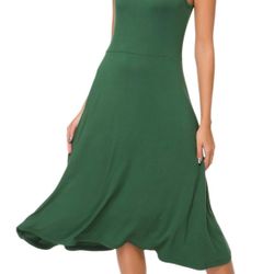 Urban CoCo Women's U-Neck Sleeveless Flared Midi Dress Summer Swing T-Shirt Dresses
