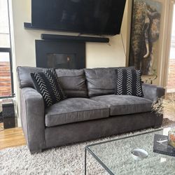 Arhaus Genuine Leather Gray Sofa 