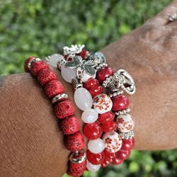 Beautiful Floral Stack Bracelets 