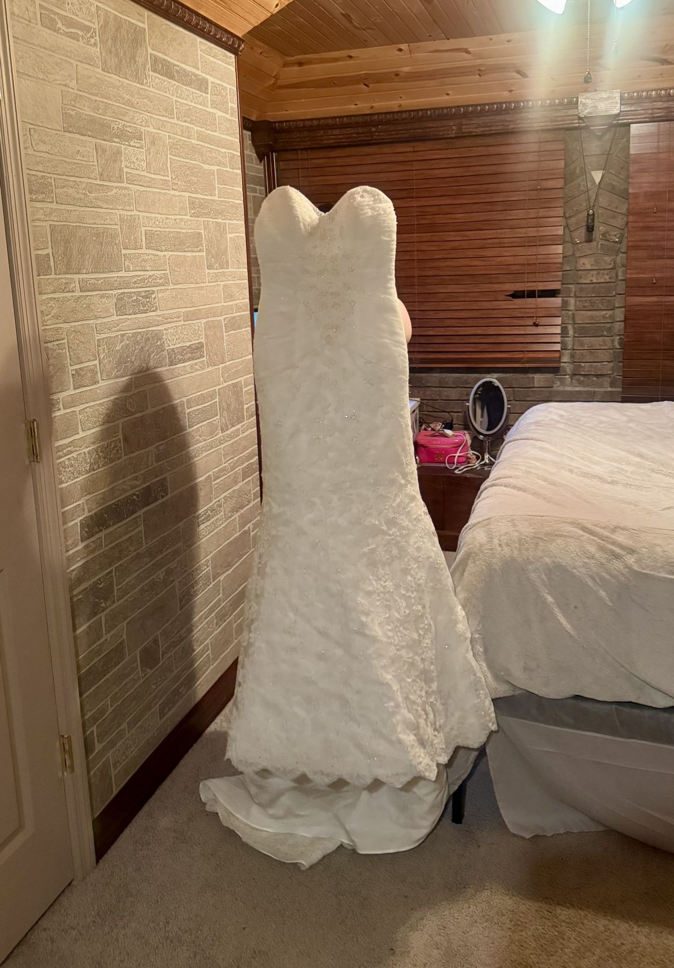 David's Bridal Wedding Dress, Underskirt, And Veil