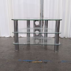 Chrome and Glass Three-Tier Corner Media Stand