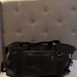 Large Black Leather Duffle Bag 