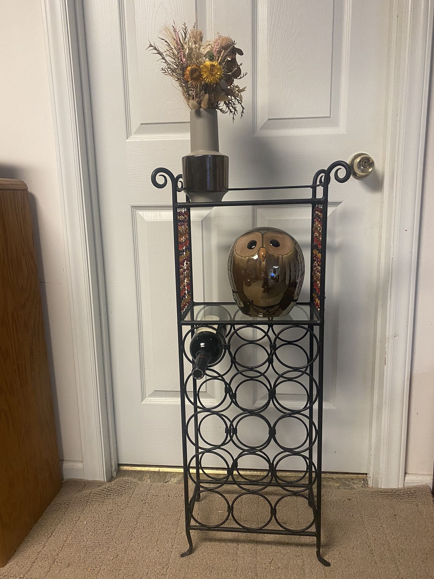 15 Bottle Black Scroll and Beaded Wine Rack