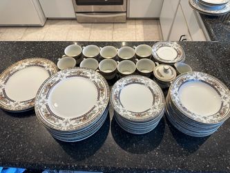 Fine China Dinnerware Set with Floral Border