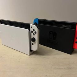 Nintendo Switch OLED + Regular Switch Bundle (with Accessories, Game & 128 GB Card