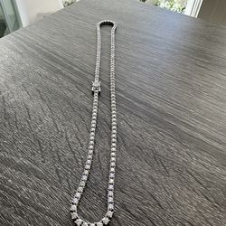 925 sterling silver Tennis Chain Necklace 3.0mm-18 Lab-grown Daimond