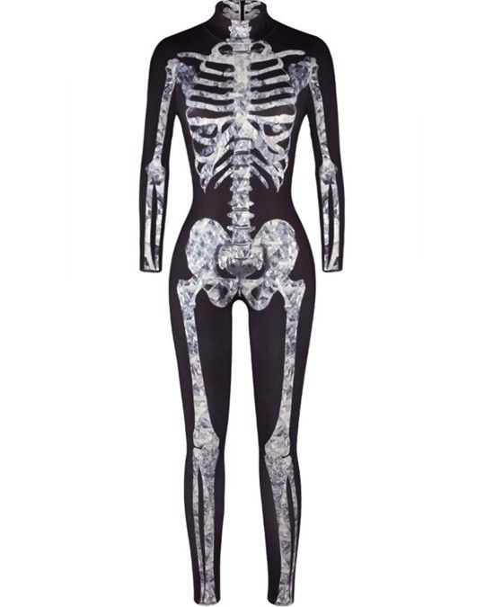 Halloween Costume - New With Tags- Women's Skelton Body Suit Size M 