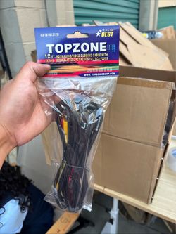 Topzone 12 ft RG59 Audio/Video Cable Gold Plated RCA Male to RCA Male Black 2 for $5