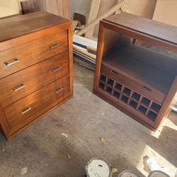 Two Part Teak Wood Dining Room Credenza