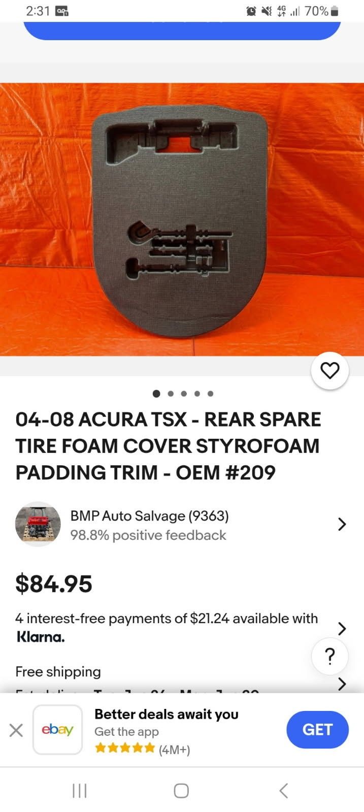 Acura Spare Foam