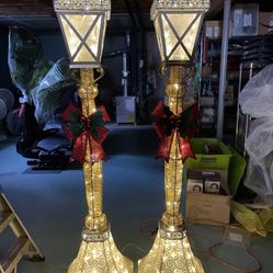 Two Costco 6’ Holiday Lamp Posts LED 