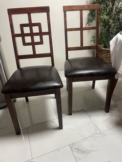 2 wooden chairs