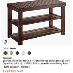 Pipishell Bamboo Shoe Rack Bench