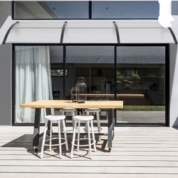Window Door Awning 38" x 117" Transparent Canopy, UPF 50+ Sun Protection, Easy Installation, New