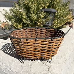 Vintage Metal & Wicker Basket