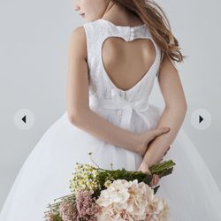 Ball gown flower girl dress with heart cutout (2T)