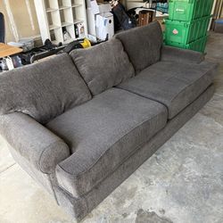Charcoal Gray 3-Seat Sofa – Clean & Comfortable