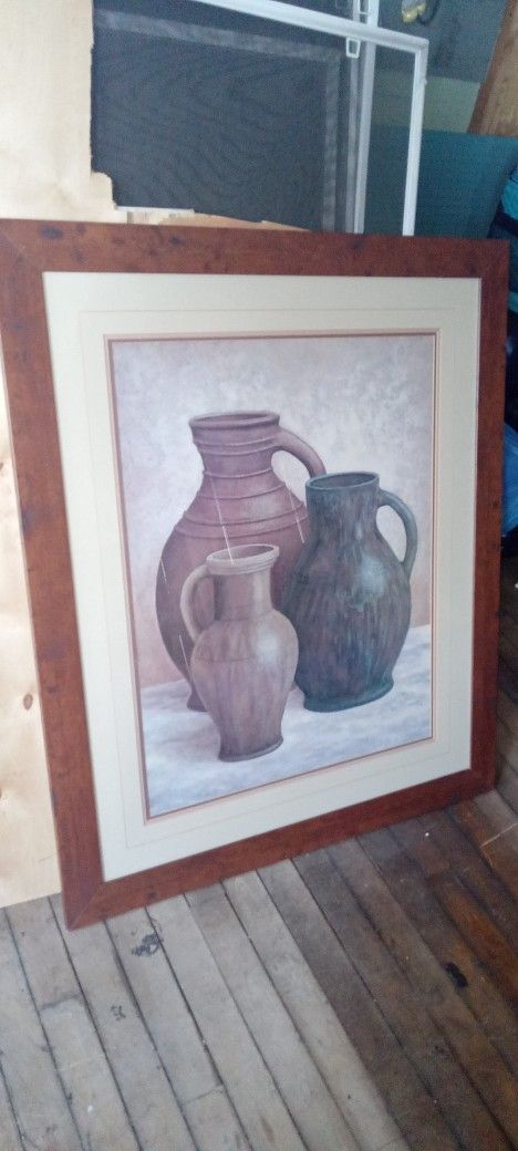 50"by 42" 3 Jug Art Deco Collector Framed And Matted Piece