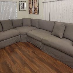 City Furniture Slipcovered Gray Sectional Modular Sofa 