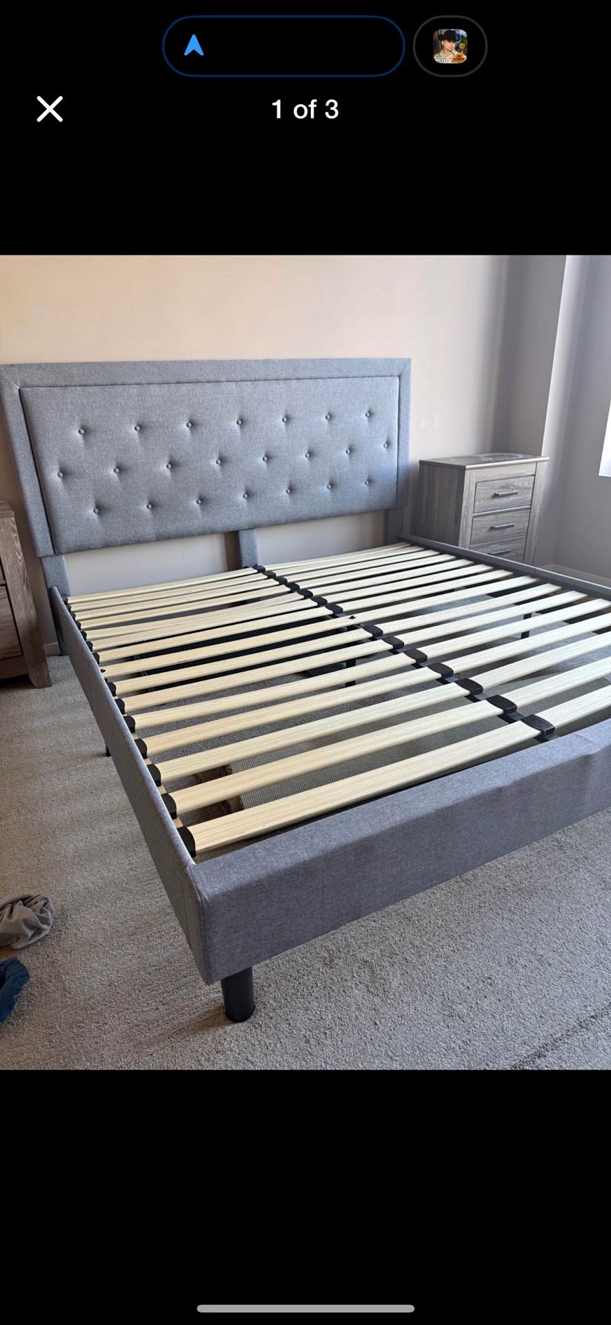 King size bed frame with headboard Used for 1 month moving out! 