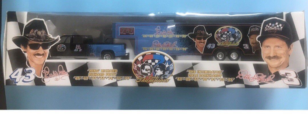 New Dale Earnhardt & Richard Petty Brookfield Dually and Hauler
