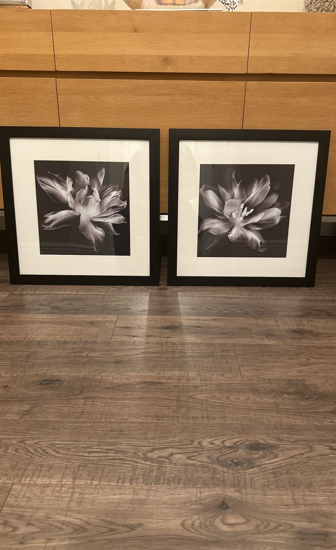 Framed Floral Art Set Black & White
