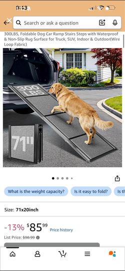 New 71” Folding Dog Ramp for Car SUV Truck – 300 lb Capacity