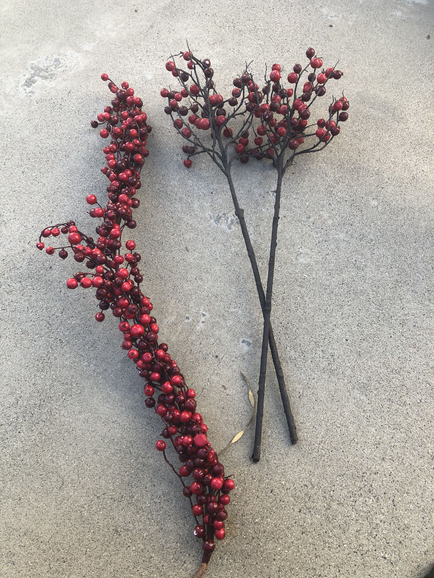 Crate and barrel red berry garland and vase stems