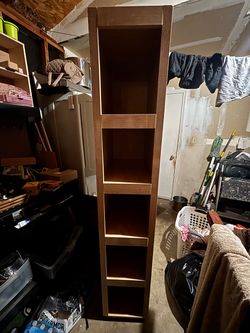 Tall Narrow Wood Bookshelf 4-Cube