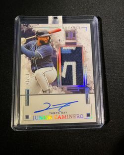 Jersey Match1/1🔥2025 Impeccable - Patch Auto #13/25 - Junior Caminero - 3 Color Patch $225