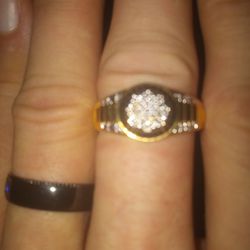 14k Gold Plated Mens Diamond Ring